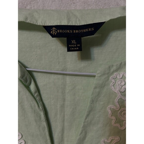 Brooks Brothers Women's Linen Blend Tunic Top Light Green 3/4 Sleeve Size XL - Picture 3 of 10